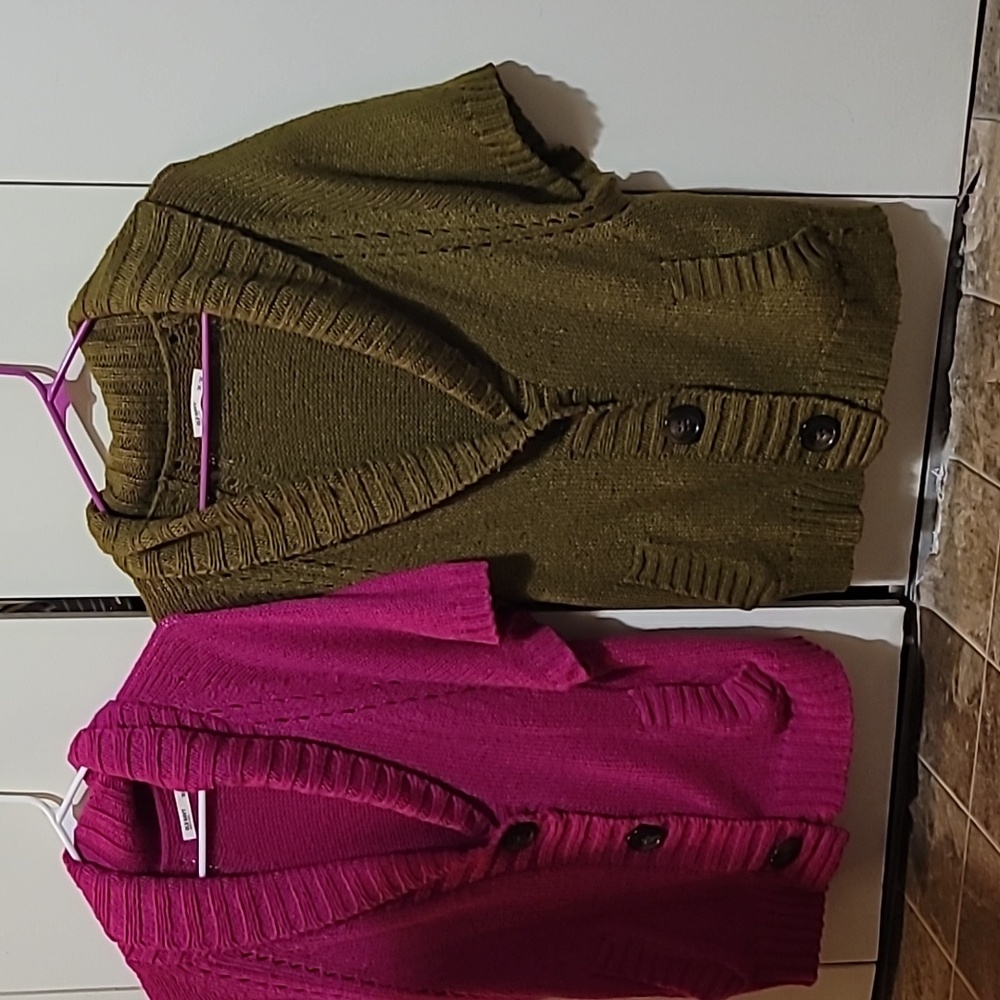 Magenta and Olive green Sweaters
